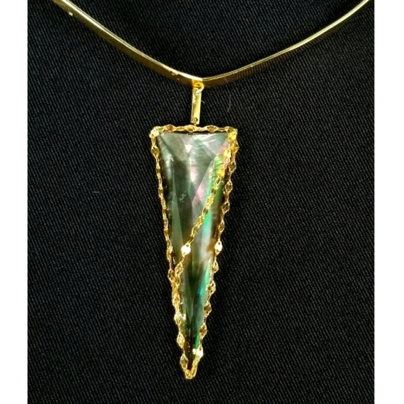 14k Yellow Gold Mother Of Pearl Quartz  Necklace - Picture 1 of 12